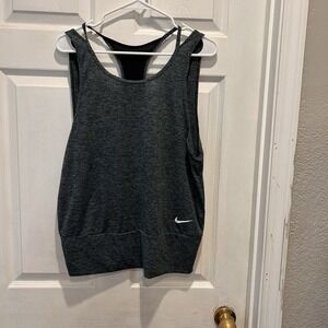 Nike Dri-FIT Womens Large Gray Heather Mesh Racerback Training Tank Top Active